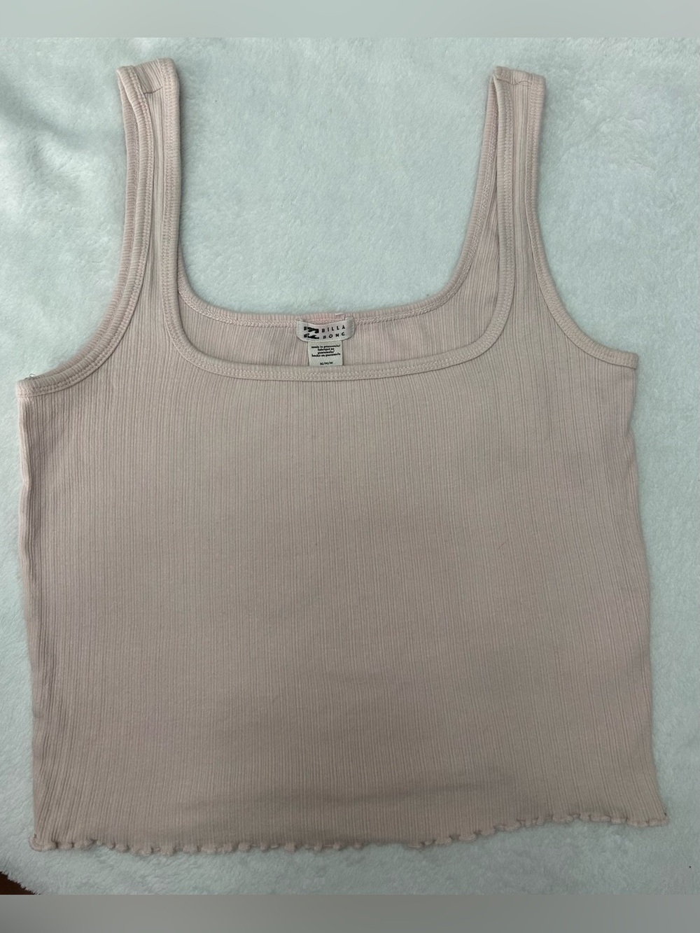 Billabong Womens M Pink Ribbed Tank Top Lettuce Hem Y2K Coastal Surf Beach Cami